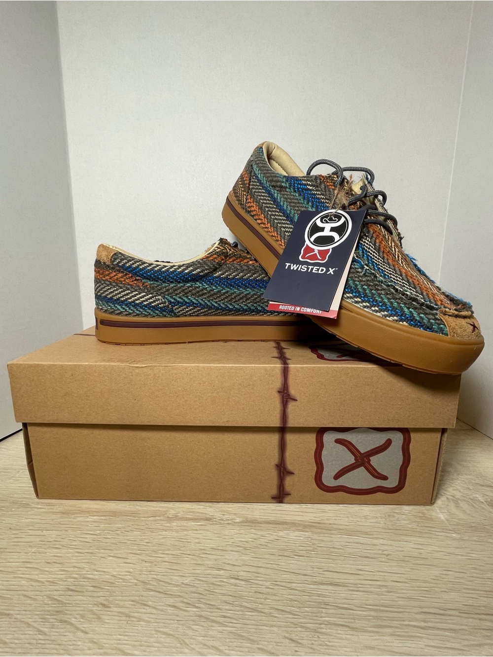 Twisted X Hooey Loper Shoes Mens Size 10.5M Woven Moc Southwestern Aztec Western